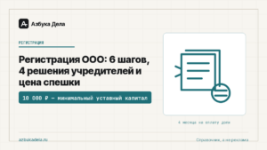 Регистрация ООО: 6 шагов, 4 решения учредителей и цена спешки