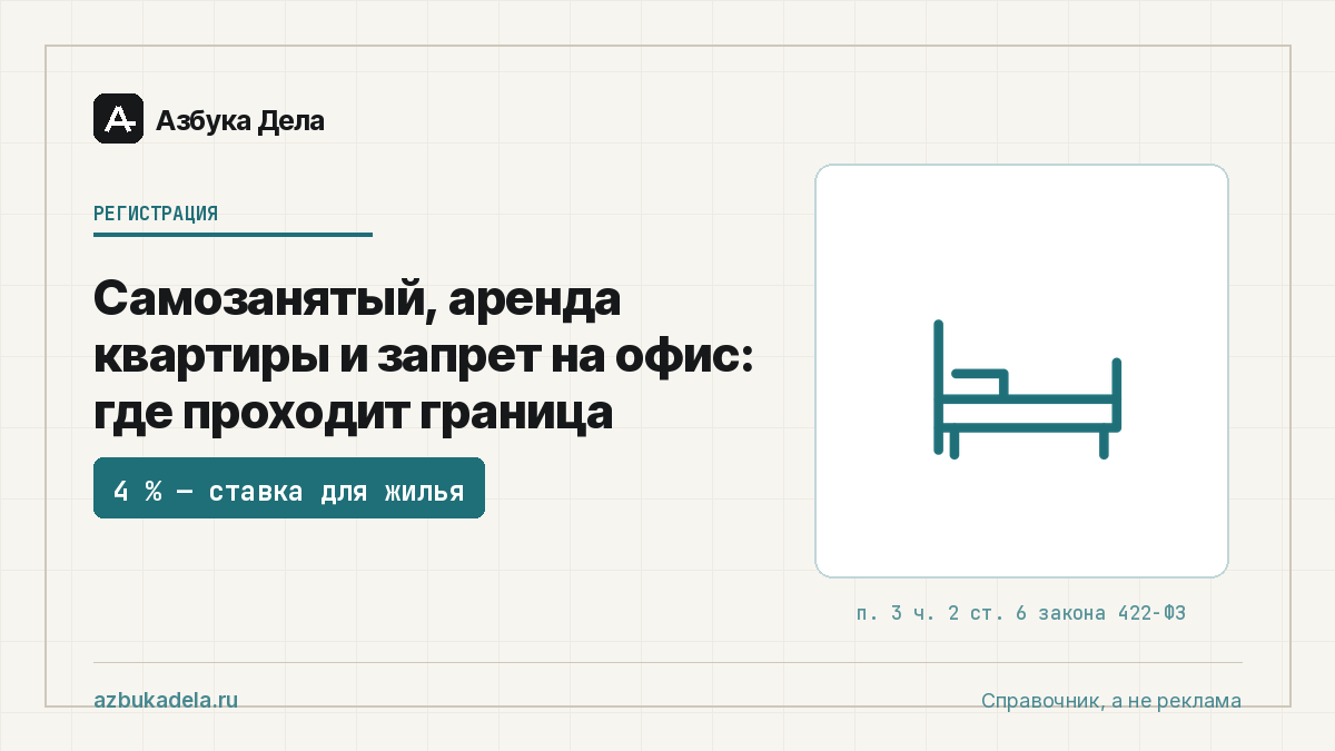 Самозанятый, аренда квартиры и запрет на офис: где проходит граница